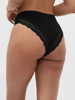 Next White/Black/Grey High Rise High Leg Cotton Lace Knickers 4 Pack Sale