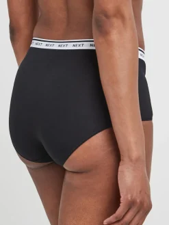 Next White/Black/Grey Midi Cotton Logo Knickers 4 Pack Online