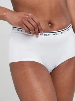 Next White/Black/Grey Midi Cotton Logo Knickers 4 Pack Online