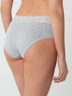 Next Midi Cotton Lace Knickers 4 Pack White/Black/Grey