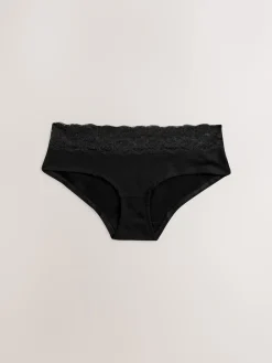 Next White/Black/Grey Short Cotton Lace Knickers 4 Pack Online