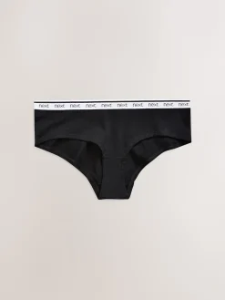Next Short Cotton Logo Knickers 4 Pack White/Black/Grey