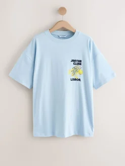 Next White/Blue Graphic Print Beach T-Shirt Sale