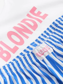 Next White/Blue Stripe Blondie Short Sleeve Pyjamas New