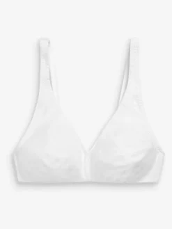 Next Non Pad Non Wire Cotton Blend Ultimate Comfort Bras 3 Pack White/Navy Blue/Pink New