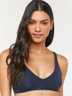 Next Non Pad Non Wire Cotton Blend Ultimate Comfort Bras 3 Pack White/Navy Blue/Pink New