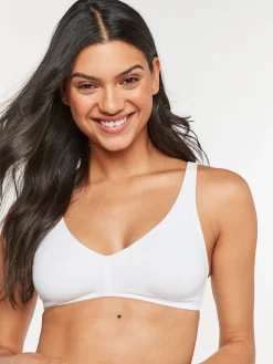 Next Non Pad Non Wire Cotton Blend Ultimate Comfort Bras 3 Pack White/Navy Blue/Pink New