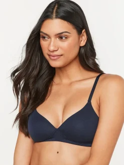 Next Pad Non Wire Cotton Blend Ultimate Comfort Bras 3 Pack White/Navy Blue/Pink Hot