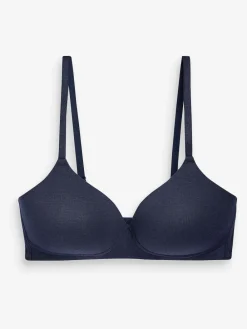 Next Pad Non Wire Cotton Blend Ultimate Comfort Bras 3 Pack White/Navy Blue/Pink Hot