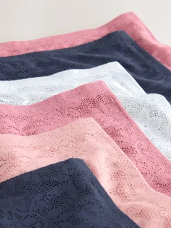 Next White/Pink/Navy Full Brief Comfort Bonded Lace Knickers 7 Pack Outlet