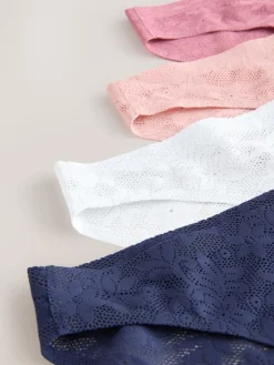 Next White/Pink/Praline Nude High Leg Comfort Bonded Lace Knickers 7 Pack Online