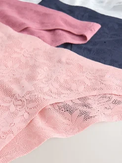 Next White/Pink/Praline Nude High Leg Comfort Bonded Lace Knickers 7 Pack Online