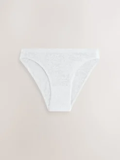 Next White/Pink/Praline Nude High Leg Comfort Bonded Lace Knickers 7 Pack Online