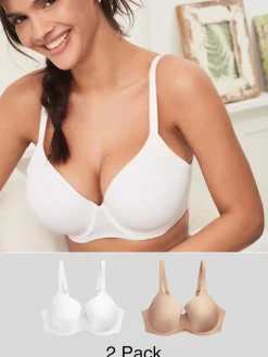 Next DD+ Light Pad Full Cup Smoothing T-Shirt Bras 2 Pack White/Praline Nude Discount