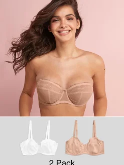 Next DD+ Non Pad Strapless Bras 2 Pack White/Praline Nude Online