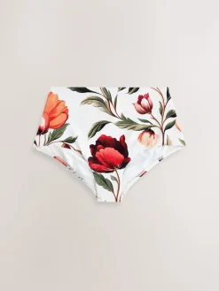 Next White/Red Floral High Waist Bikini Bottoms Online