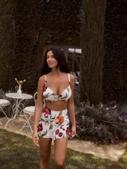 Next Swim Skirt Bikini Bottoms White/Red Floral Discount