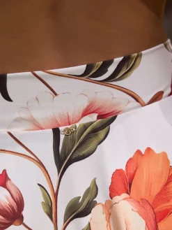 Next Swim Skirt Bikini Bottoms White/Red Floral Discount