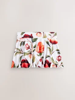 Next Swim Skirt Bikini Bottoms White/Red Floral Discount