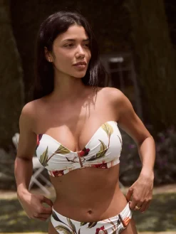 Next White/Red Floral Wired Bandeau Bikini Top Outlet