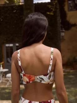 Next White/Red Floral Wired Bandeau Bikini Top Outlet
