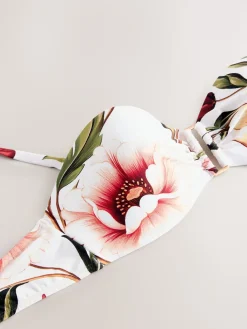 Next White/Red Floral Wired Bandeau Bikini Top Outlet