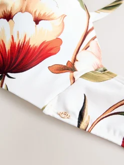 Next White/Red Floral Wired Bandeau Bikini Top Outlet