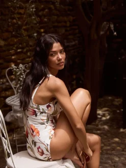 Next Wrap Tummy Control Swimsuit White/Red Floral Online