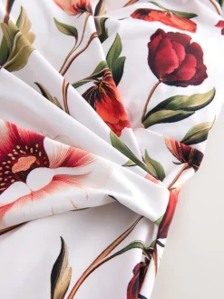 Next Wrap Tummy Control Swimsuit White/Red Floral Online