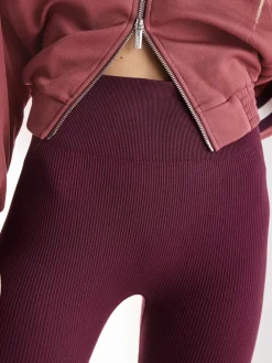 Next Wine Red Ribbed Seamless High Waist Leggings Hot