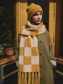 Next Yellow Boucle Knitted Beanie Hat Clearance