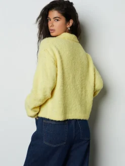 Next Boucle Long Sleeve Polo Jumper Yellow New