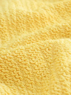 Next Wide Strap Tummy Control Scoop Swimsuit Yellow Crinkle