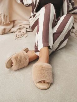 Next Yellow Faux Fur Sider Slippers Best