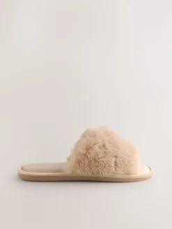 Next Yellow Faux Fur Sider Slippers Best