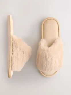 Next Yellow Faux Fur Sider Slippers Best