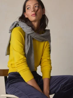 Next N.Premium 100% Cashmere Crew Neck Jumper Yellow Outlet