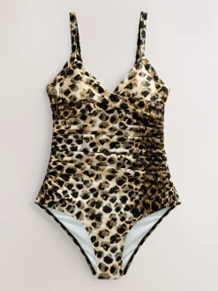 Next Yellow/Cream Leopard Shaping Tummy Control Swimsuit Sale