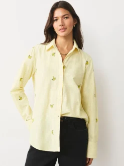 Next Embroidered Long Sleeve Shirt Yellow/White Stripe Banana Sale