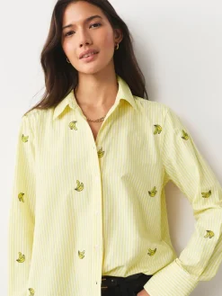Next Embroidered Long Sleeve Shirt Yellow/White Stripe Banana Sale