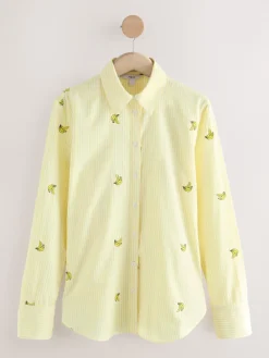 Next Embroidered Long Sleeve Shirt Yellow/White Stripe Banana Sale