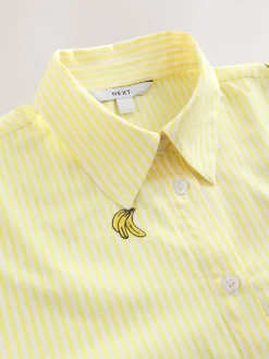 Next Embroidered Long Sleeve Shirt Yellow/White Stripe Banana Sale