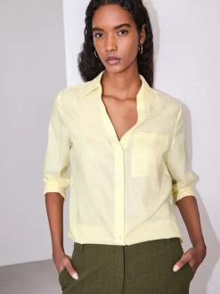 Next Soft Relaxed Long Sleeve Shirt Yellow/White Stripe New