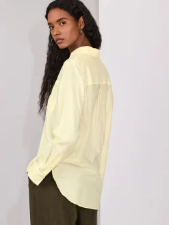 Next Soft Relaxed Long Sleeve Shirt Yellow/White Stripe New