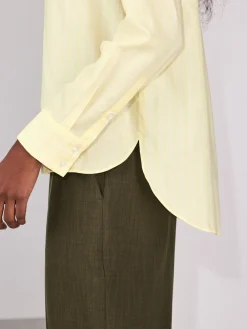 Next Soft Relaxed Long Sleeve Shirt Yellow/White Stripe New