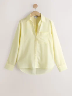 Next Soft Relaxed Long Sleeve Shirt Yellow/White Stripe New