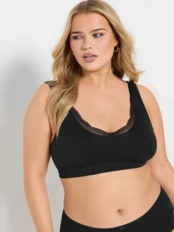Yours Curve Black 2 Pack Lace Trim Seamless Bras Discount