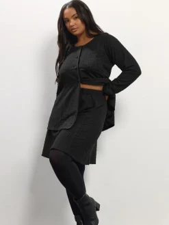 Yours Curve Black Boucle Mini Skirt Hot