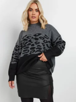 Yours Curve Black Coated Slit Mini Skirt Clearance