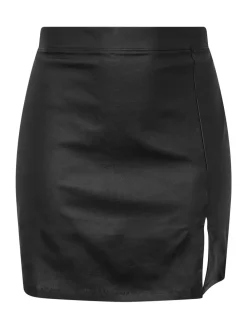 Yours Curve Black Coated Slit Mini Skirt Clearance